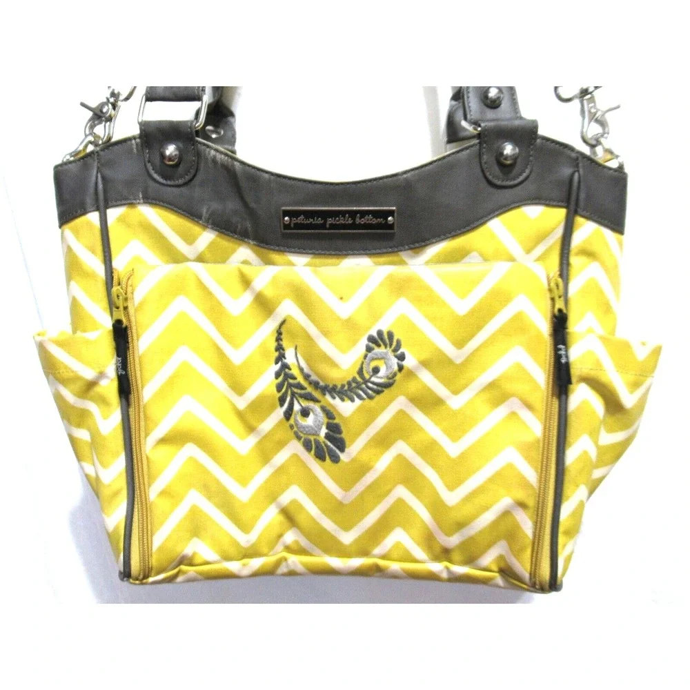 Petunia Pickle Bottom Yellow Canvas Baby Diaper Bag Unisex